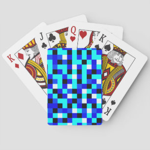 Random Checkered Pixel Art - Blau & Weiß Spielkarten