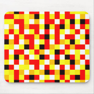 Random Checkered Pixel Art - Rot & Gelb Mousepad