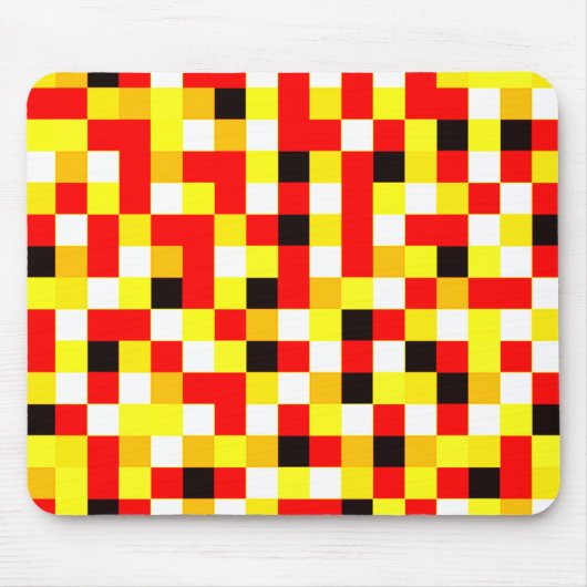 Random Checkered Pixel Art - Rot & Gelb Mousepad (Vorne)