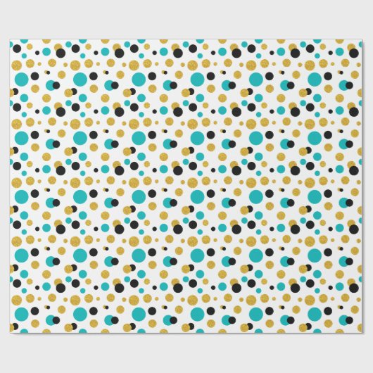 Random Circles Muster Schwarz Blau & Gold Glitzer Geschenkpapier (Flach)