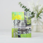Random Collage of  Vintage Faces Green Yellow  Postkarte (Stehend Vorderseite)