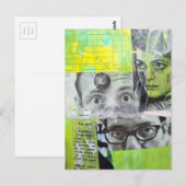 Random Collage of  Vintage Faces Green Yellow  Postkarte (Vorne/Hinten)