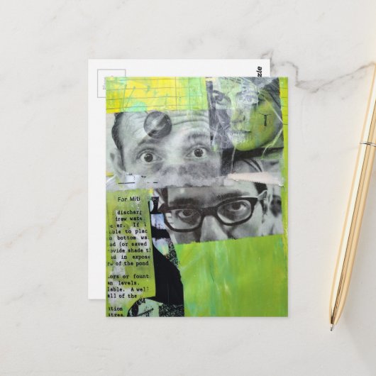 Random Collage of  Vintage Faces Postkarte (Vorderseite/Rückseite Beispiel)