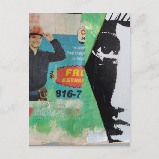 Random Collage Working Man and a Face Postkarte (Vorderseite)