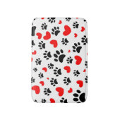 Random Dog Paw Prints And Red Hearts Canine Art Badematte (Vorderseite Vertikal)