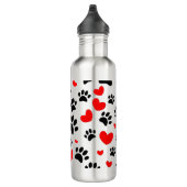 Random Dog Paw Prints und Rote Herzen Edelstahlflasche (Rechts)