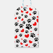 Random Dog Paw Prints und Rote Herzen Geschenkanhänger (Rückseite)