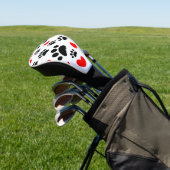 Random Dog Paw Prints und Rote Herzen Golf Headcover (In SItu)