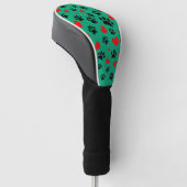 Random Dog Paw Prints und Rote Herzen grün Golf Headcover (angewinkelt)