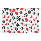 Random Dog Paw Prints und Rote Herzen Kissenbezug (Rückseite)
