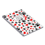 Random Dog Paw Prints und Rote Herzen Notizblock (Rechte Seite)