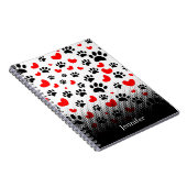 Random Dog Paw Prints und Rote Herzen Notizblock (Rechte Seite)