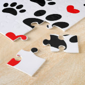 Random Dog Paw Prints und Rote Herzen Puzzle (Seite)