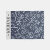 Random Doodles Dark Blue Personalisiert Fleecedecke (Vorderseite (Horizontal))