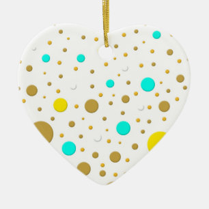 Random Dots Yellow Turqoise White Gold Keramikornament