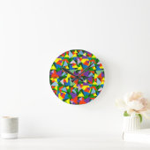 Random-farbige Dreiecke Runde Wanduhr (Zuhause)