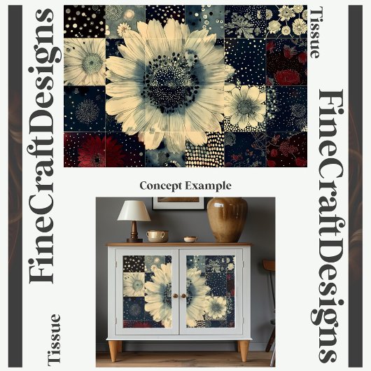 Random Floral Tile Collage Decoupage Right 152 Seidenpapier