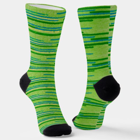 Random gestörte grüne Streifen Crazy Socken (Gewinkelt)