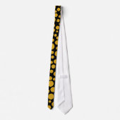 Random Goldenrod Polka Dot Pattern auf schwarzer K Krawatte (Rückseite)