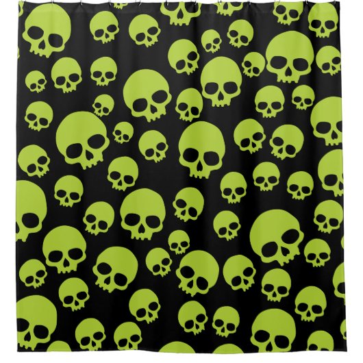 Random Green Skulls Muster Duschvorhang (Vorderseite)