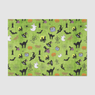 Random Halloween Iconic Muster Green BG Seidenpapier