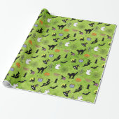 Random Halloween Iconic Muster Green Geschenkpapier (Ungerollt)