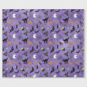 Random Halloween Iconic Muster Lila Geschenkpapier (Flach)