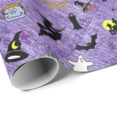 Random Halloween Iconic Muster Lila Geschenkpapier (Rolleneckpunkt)