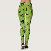 Random Halloween Pattern Green BG Holiday Design Leggings (Rückseite)