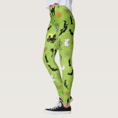 Random Halloween Pattern Green BG Holiday Design Leggings (Links)