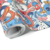 Random Hand Drawn Doodles Geschenkpapier (Rolleneckpunkt)