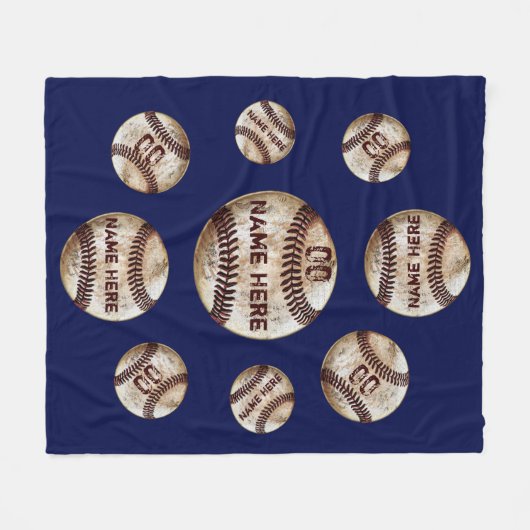 Random-Imitate Vintagen Personalisierte Baseballbl Fleecedecke (Vorderseite (Horizontal))