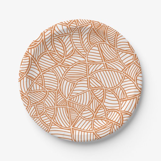 Random Leaf Mosaic Dark Orange Pappteller (Vorderseite)