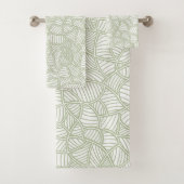 Random Leaf Mosaic Pale Green Badhandtuch Set (Insitu)