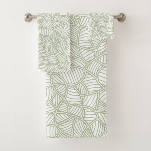 Random Leaf Mosaic Pale Green Badhandtuch Set (Insitu)