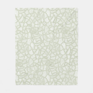Random Leaf Mosaic Pale Green Fleecedecke