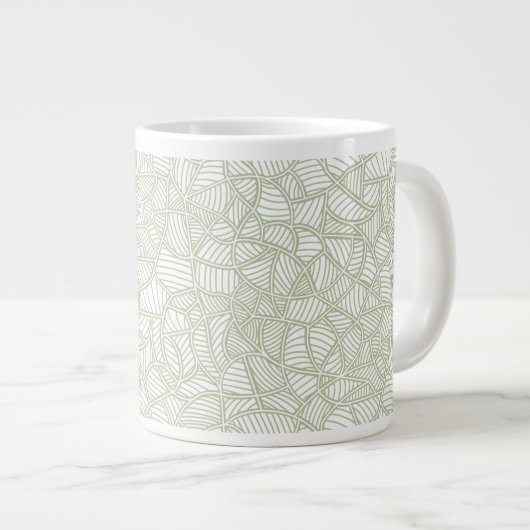 Random Leaf Mosaic Pale Green Jumbo-Tasse (Vorderseite Rechts)