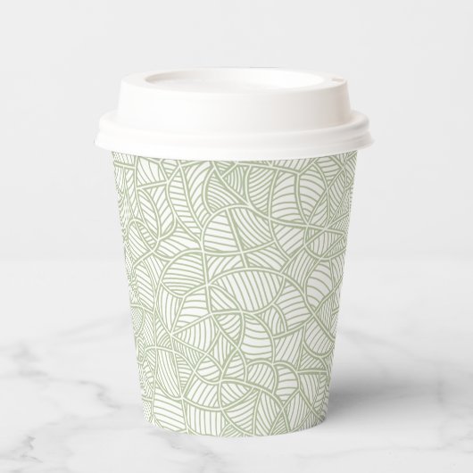 Random Leaf Mosaic Pale Green Pappbecher (Vorderseite)