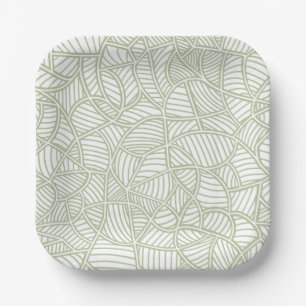 Random Leaf Mosaic Pale Green Pappteller