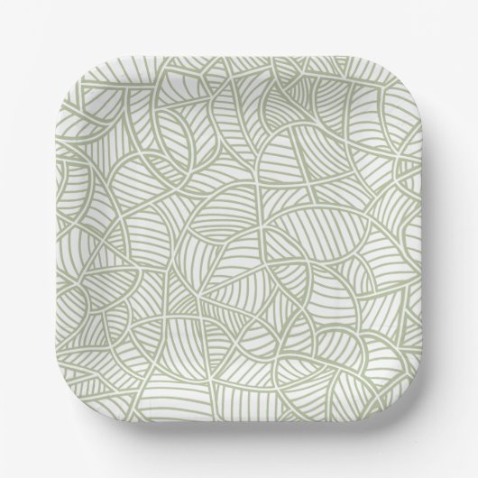 Random Leaf Mosaic Pale Green Pappteller (Vorderseite)