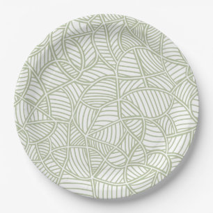 Random Leaf Mosaic Pale Green Pappteller
