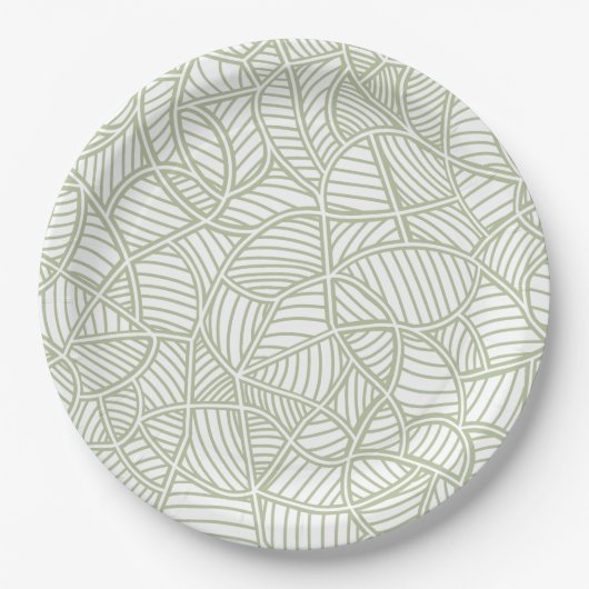 Random Leaf Mosaic Pale Green Pappteller (Vorderseite)