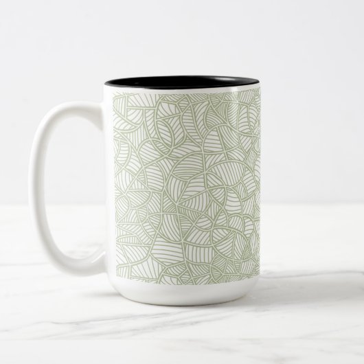 Random Leaf Mosaic Pale Green Zweifarbige Tasse (Links)