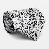 Random lines - White on Black Krawatte (Gerollt)