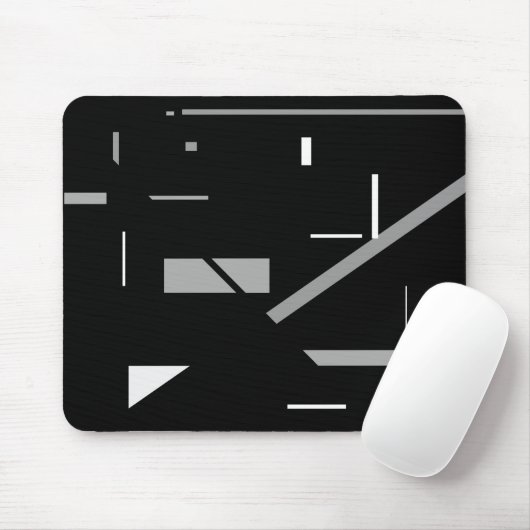 Random Meist grau auf Schwarz Geometric Abstrakt Mousepad (Mit Mouse)