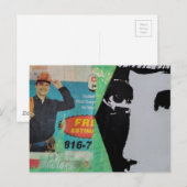 Random Mixed Media Collage Working Man and a Face Postkarte (Vorne/Hinten)