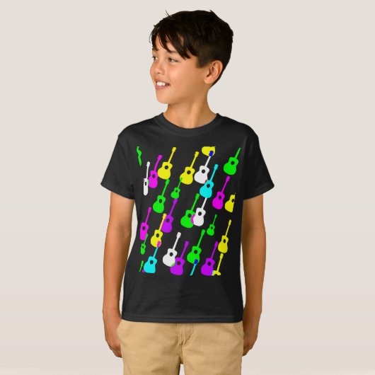 Random Multicolor Guitar Shapes Musician Shirt (Vorne ganz)