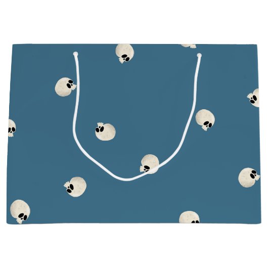 Random Niedlich Kawaii Skull Dots blass blau Große Geschenktüte (Vorderseite)