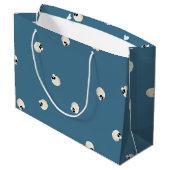 Random Niedlich Kawaii Skull Dots blass blau Große Geschenktüte (Rückseite Schrägansicht)