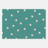 Random Niedlich Kawaii Skull Dots Mitte grün Geschenkpapier Set (Vorderseite 3)